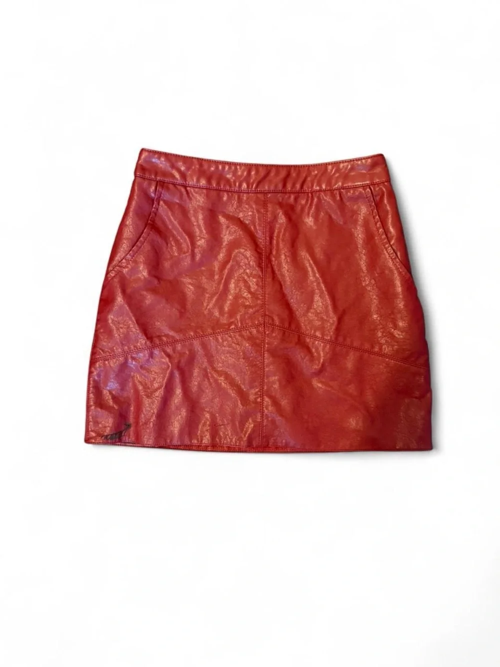 Lulus Women’s Red Faux Leather Mini Skirt, Size XS